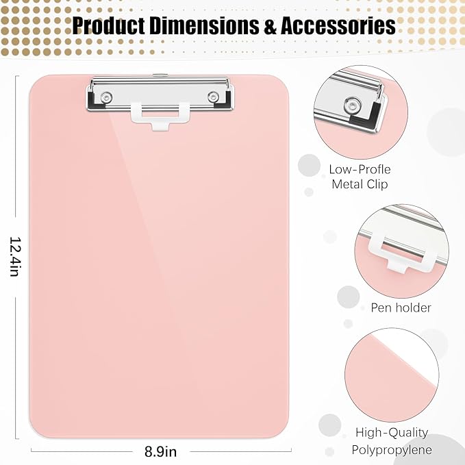 Hongri Plastic Clipboard with Pen Holder, Nurses and Women, Low Profile Clip - Image 3
