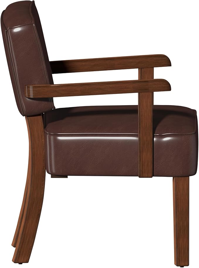 Accent Chair, PU Leather Living Room Chairs Oversized with Soft Seat and Armrests, Armchair for Bedroom, Dinning, Reading, Waiting Rooms (Leather Cherry)-DeskLoop Office