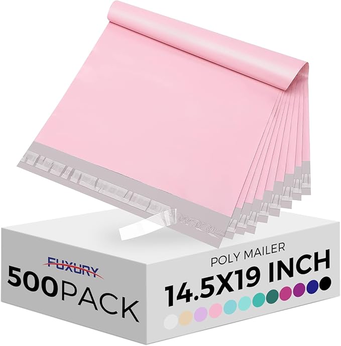 Fuxury 500 Pcs Poly Mailers 14.5x19 Inch, Bulk Shipping Bags by Fuxury