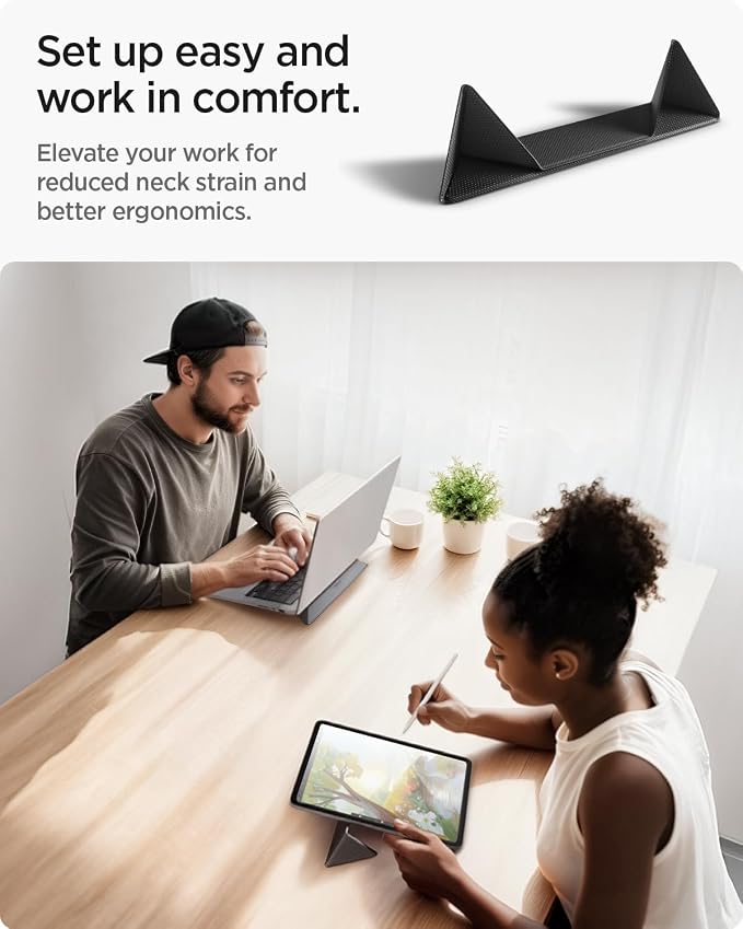Spigen Slim Fold Portable Laptop Stand Keyboard Riser Foldable Ergonomic Angle - Image 3