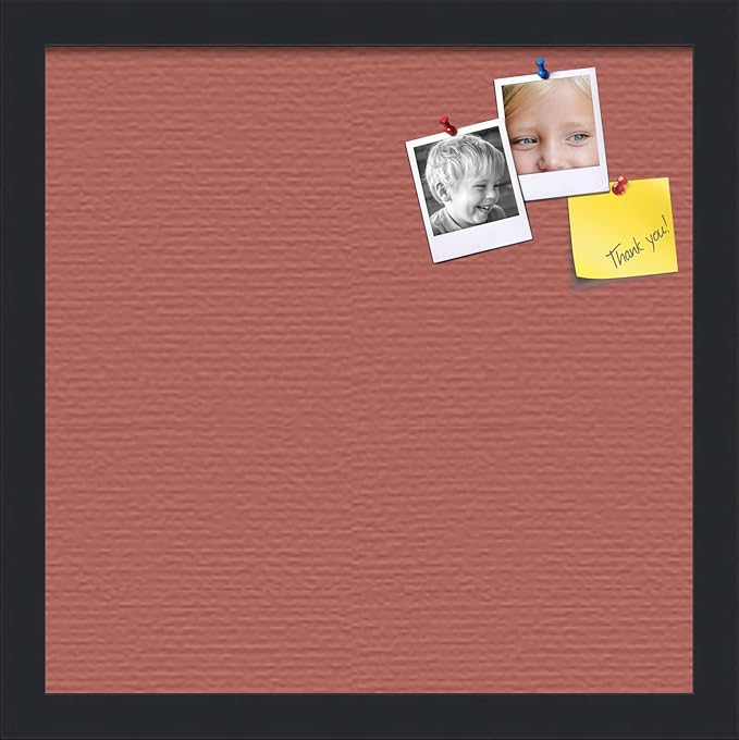 PinPix 14x14 Inch Cork Bulletin Board. This Decorative Framed Pin Board Comes with Crimson Pastel Design and a Satin Black Frame. Ideal for Home Office Decor or Message Board (PinPix-1807)-DeskLoop Office