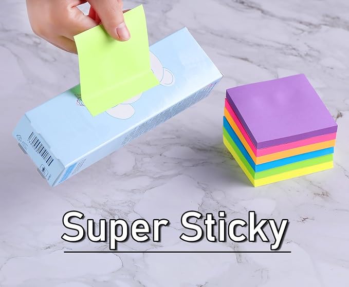 Sticky Notes 3x3 in Post Bright Stickies Colorful Super Sticking Power Memo Pads - Image 5