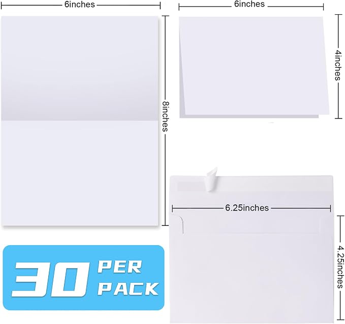 Blank Cards and Envelopes 4x6, 30 Pack White Invitation Card Stock - Image 2