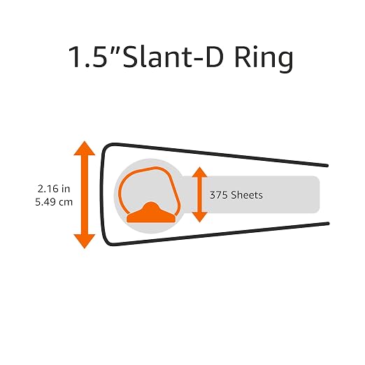 Amazon Basics 3 Ring Binders, 1.5 Inch D-Ring Organizer - Image 4
