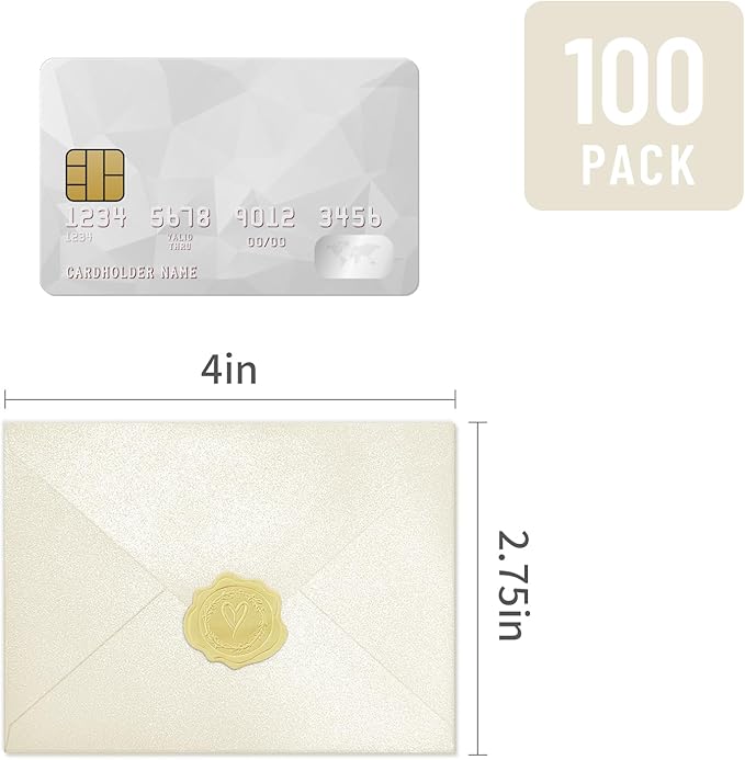 100 Pack Mini Pearl Ivory Envelopes, 4 x 2.75" Shimmer Gift Card Envelopes - Image 2