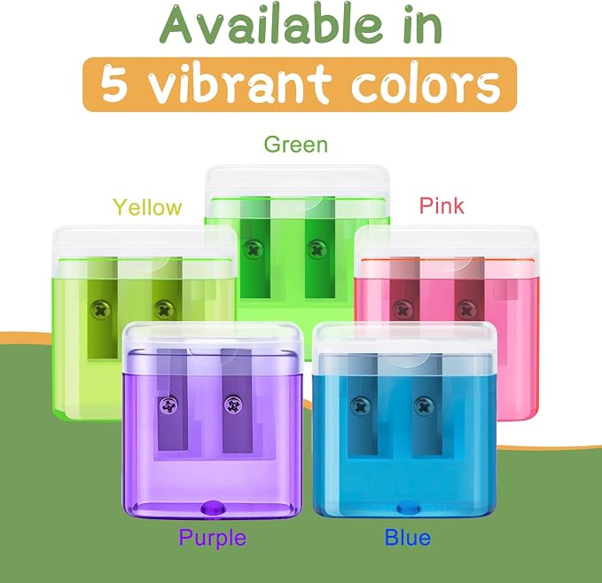 60 Pack Bulk Pencil Sharpeners for Classroom, Double Hole Small Manual Sharpener - Image 4
