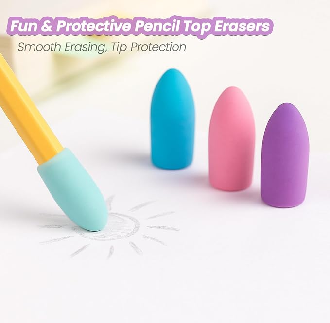 Pencil Sharpener Set – 4 Dual Hole Manual Sharpeners + 4 Pencil Top Erasers - Image 4
