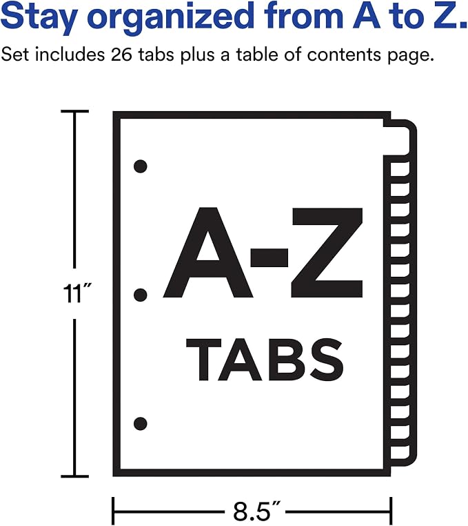 Avery A-Z Dividers for 3 Ring Binders, 26 Tabs per Set, Customizable Table of - Image 4