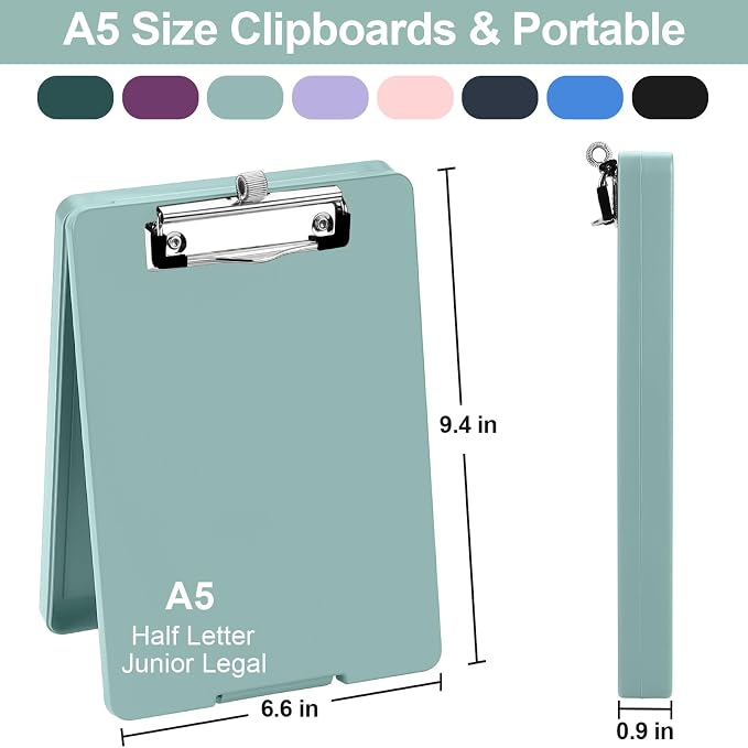 Meiikun Small Clipboard with Storage, A5 Clipboards with Pen Holder, Half - Image 2