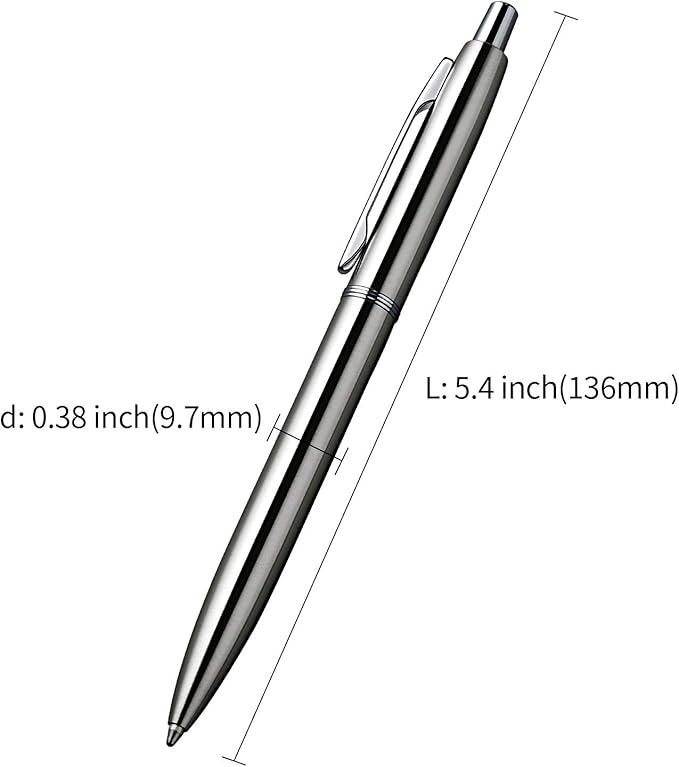 ChaoQ 3 Pcs Retractable Metal Ballpoint Pens, for Gift, Business, Office, 1.0mm Medium Point Black Ink, 6 Extras Replaceable Metal Refills - Stainess Steel-DeskLoop Office