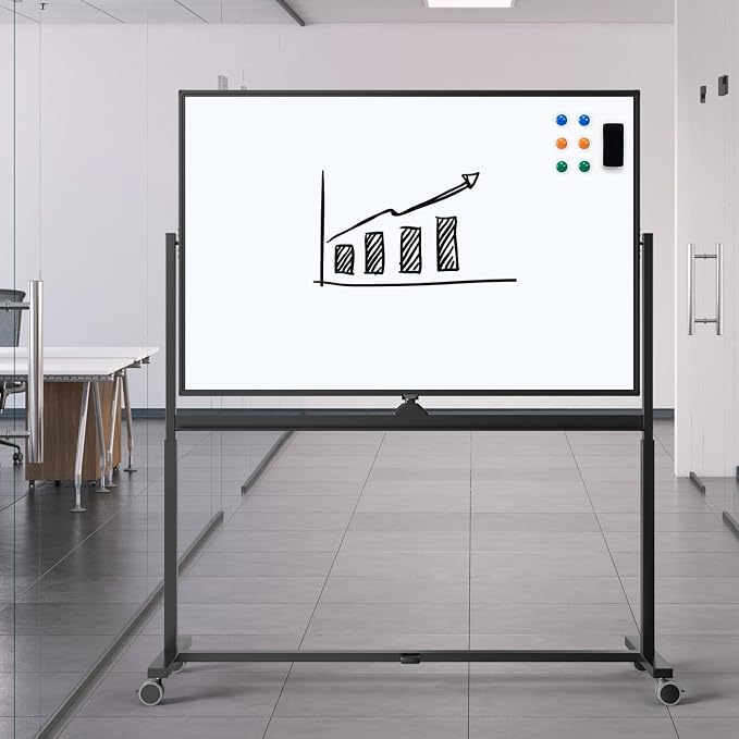 Rolling Whiteboard, 48 x 32 Inches Magnetic White Board - Image 7