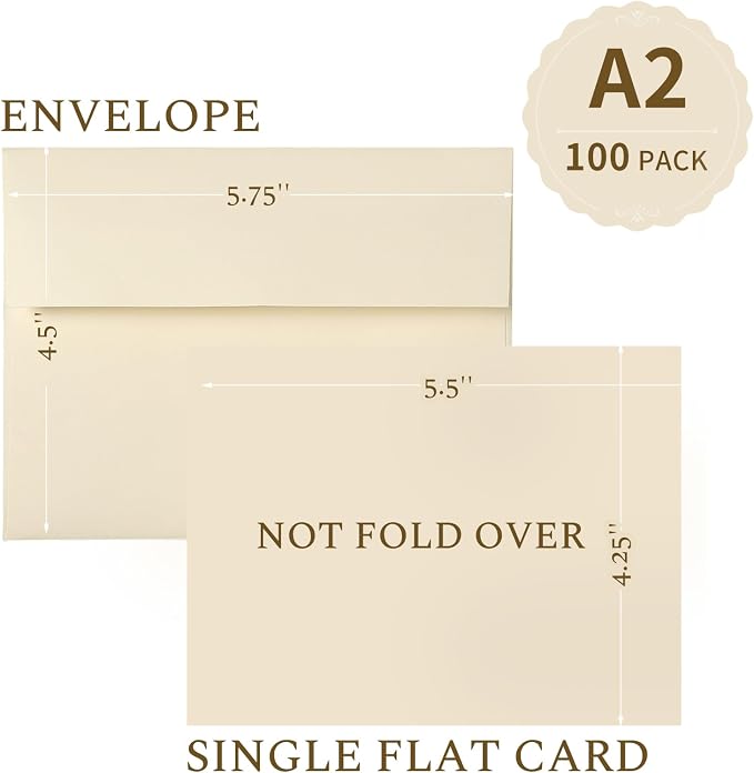 Goefun Ivory Blank Cards and Envelopes, Cream Flat Note Cards 4.25 x 5.5 and A2 - Image 2