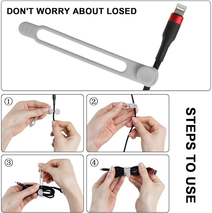 16Pcs Silicone Cable Ties Cord Organizer - Image 3