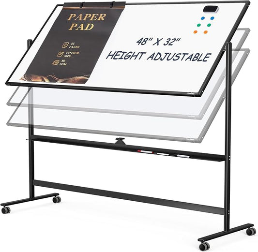 Dry Erase Whiteboard Easel on Wheels by Tankee