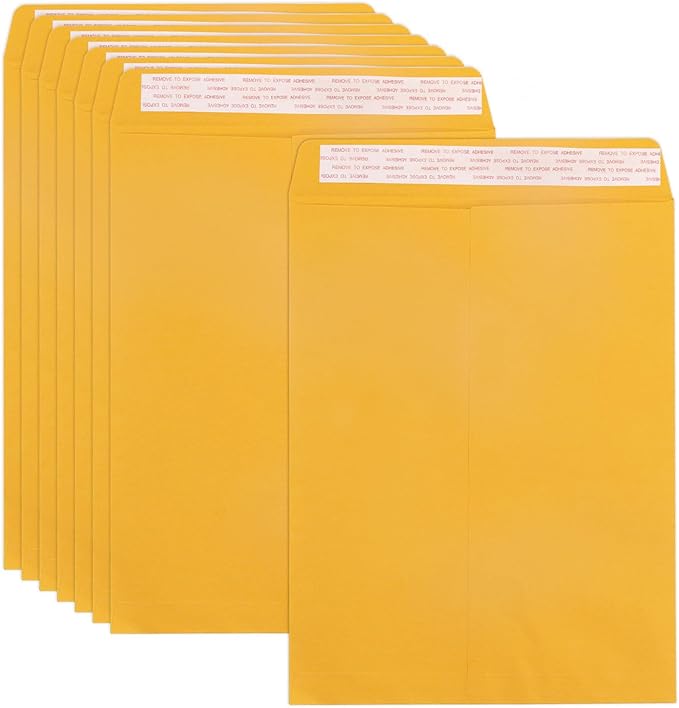 10x13 Catalog Envelopes Self Seal 100 Pack, Goefun 80GSM Paper Large Yellow by Goefun