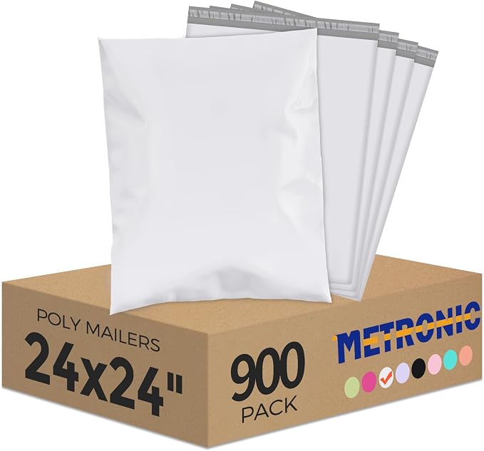 Metronic Poly Mailers 24x24 900 Pcs White, Large Shipping Bags by METRONIC