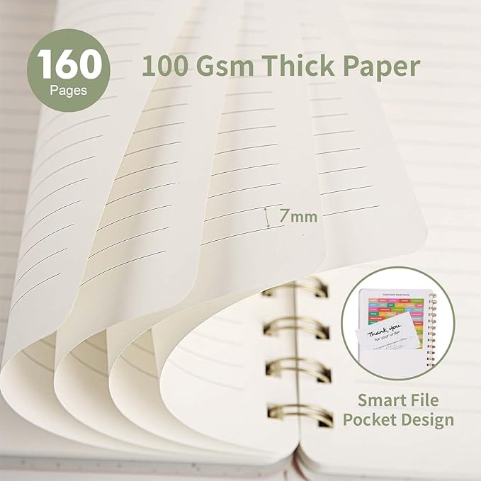 Lined Spiral Notebook College Ruled A5 Journal Book for Note Taking, 160 Pages Writing Journal for Office and Home School Supplies 5.75x8.125 inch - ArmyGreen-DeskLoop Office