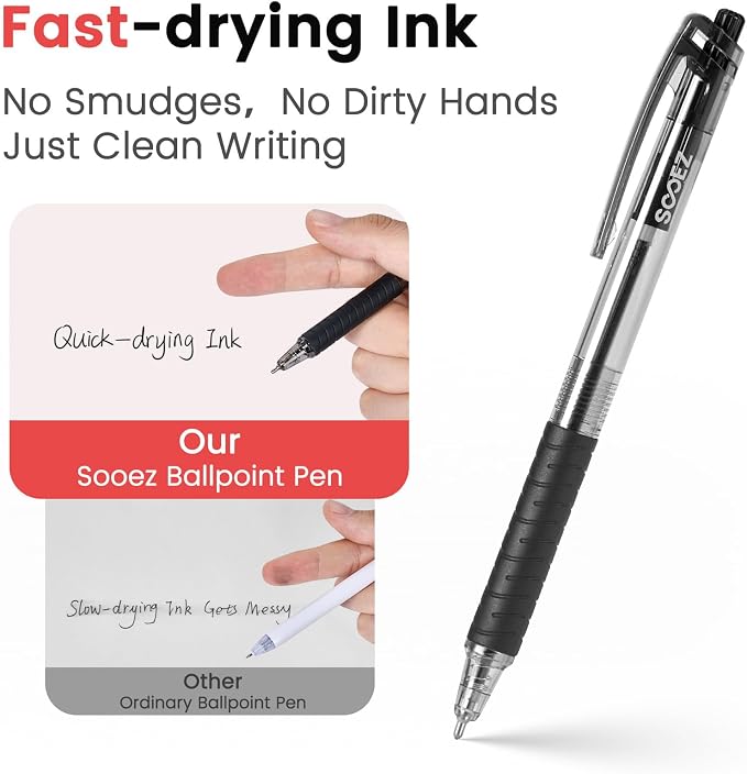 Sooez 100 Pack Bulk Pens Ballpoint, Smooth Writing Pens - Image 5