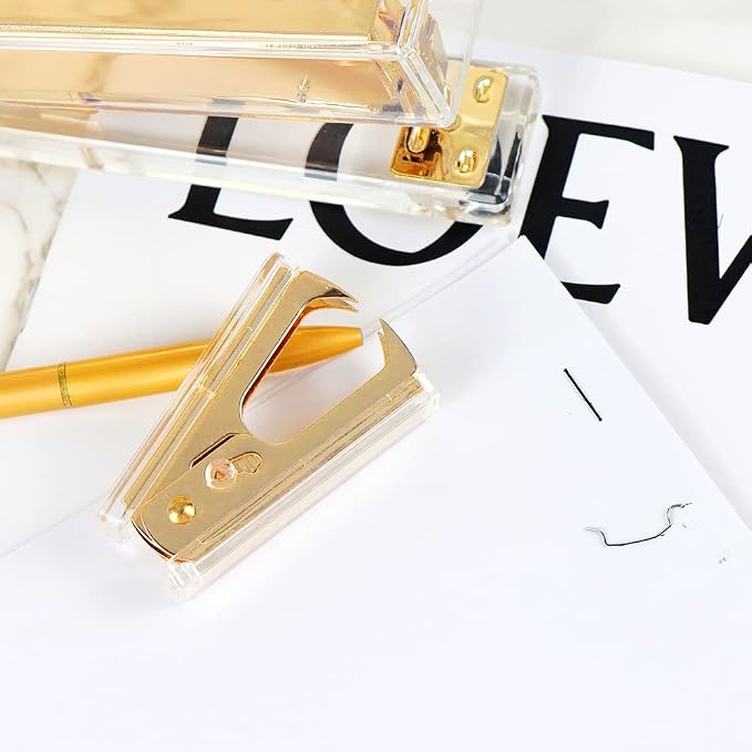 Gold Staple Remover Cute Clear Staples Remover Acrylic Body Steel Jaws Staple - Image 4