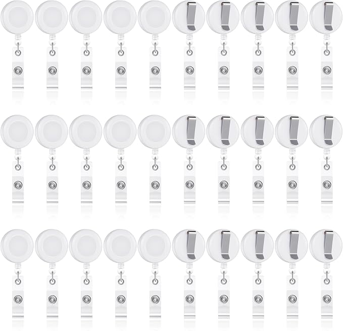 Zonon 30 Pcs Retractable Badge Reel Clips ID Card Holder Reel by Zonon