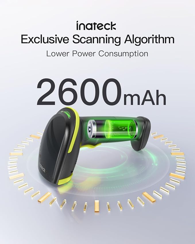 Inateck 2D Barcode Scanner, Wireless Bluetooth QR Barcode Scanner, Handheld - Image 3