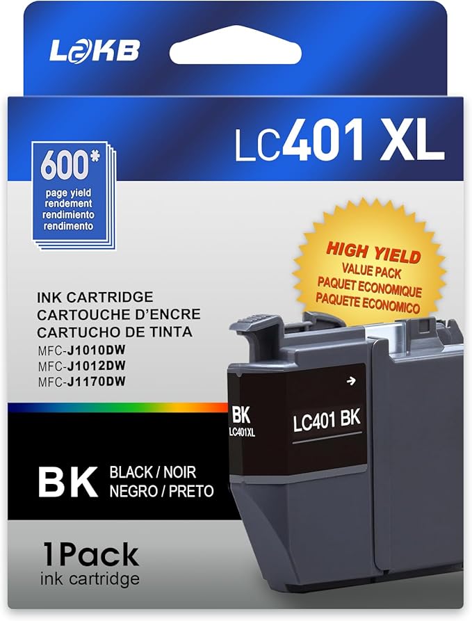 LC401XL Compatible Ink Cartridges Replacement for Brother Ink Cartridges LC401 Black to Use with Brother MFC-J1010DW MFC-J1012DW MFC-J1170DW Printer (1Black)-DeskLoop Office