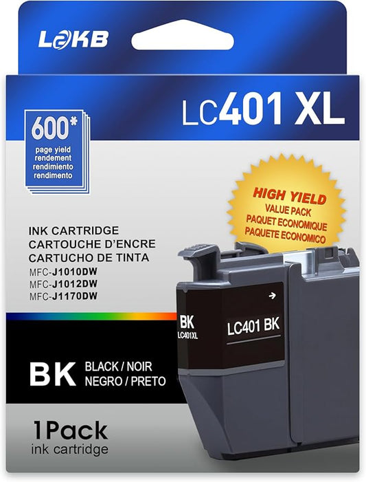 LC401XL Compatible Ink Cartridges Replacement for Brother Ink Cartridges LC401 Black to Use with Brother MFC-J1010DW MFC-J1012DW MFC-J1170DW Printer (1Black)-DeskLoop Office