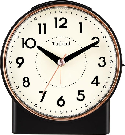 Tinload 4.3" Retro Analog Alarm Clock, Vintage Decor, No Ticking Silent by Tinload