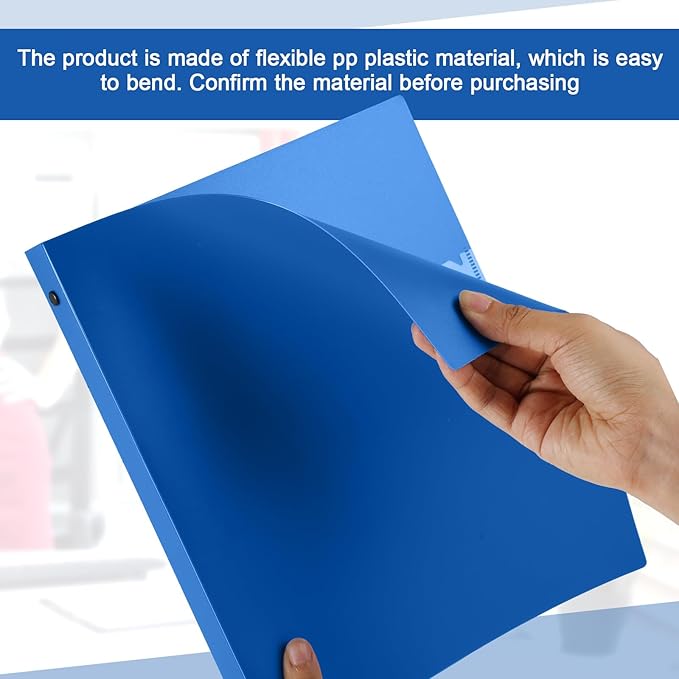 Henoyso 48 Pcs 3 Ring Binder 1/2'' Round Fits Letter Size 8. 5'' x 11'' Paper Plastic Flexible Binder Holds 100 Sheets with 1 Pockets Versatile Organizer for Office Home School (Blue)-DeskLoop Office