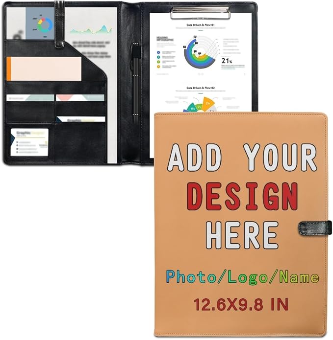 Personalized Padfolio with Logo Photo Name, Custom Business Portfolio Folder by LMPTOEI