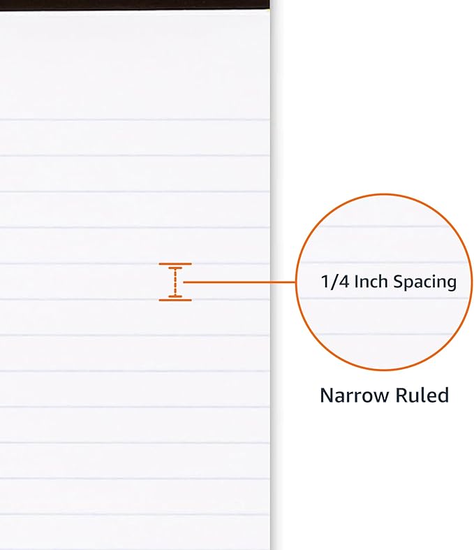 Amazon Basics Narrow Ruled Lined Writing Note Pad, 5 inch x 8 inch, White, 12 Count (12 Pack of 50 pages)-DeskLoop Office