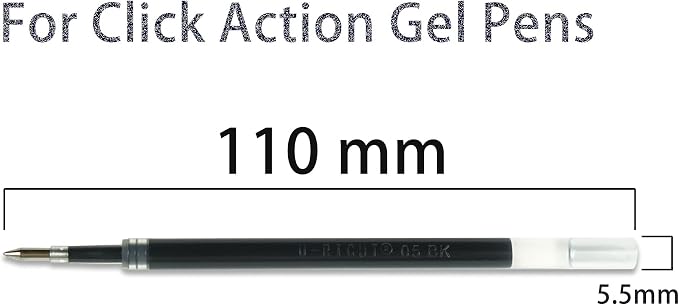 U-RIGHT 24 Pcs Retractable Black Gel Ink Refills, 0.5 mm Point Black Ink - Image 2