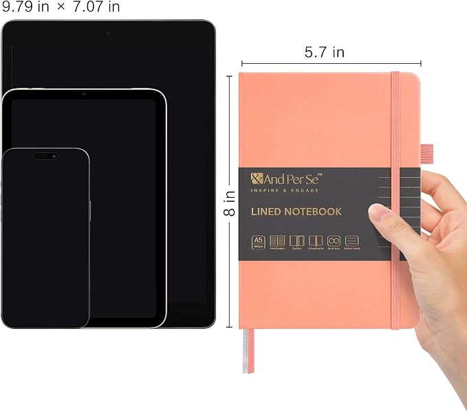 &And Per Se Lined Journal Notebook, 160 Pages, A5 5.7 x 8 inches College Ruled - Image 3
