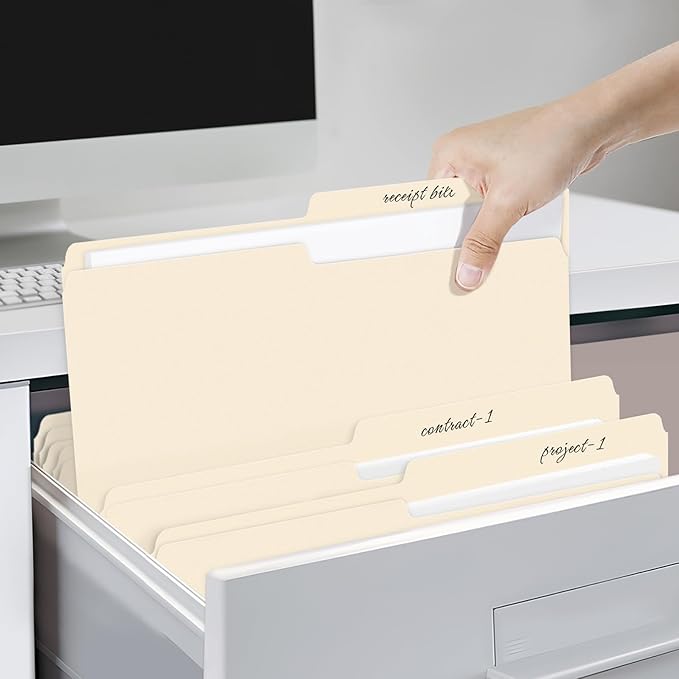 SUNEE File Folders, 30 Pack Manilla Folders 8.5 x 11, 1/2 Cut Tab - Image 6