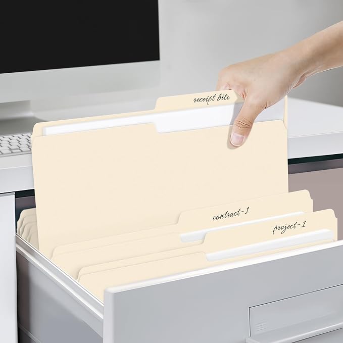 SUNEE File Folders, 18 Pack Manilla Folders 8.5 x 11, 1/2 Cut Tab - Image 6