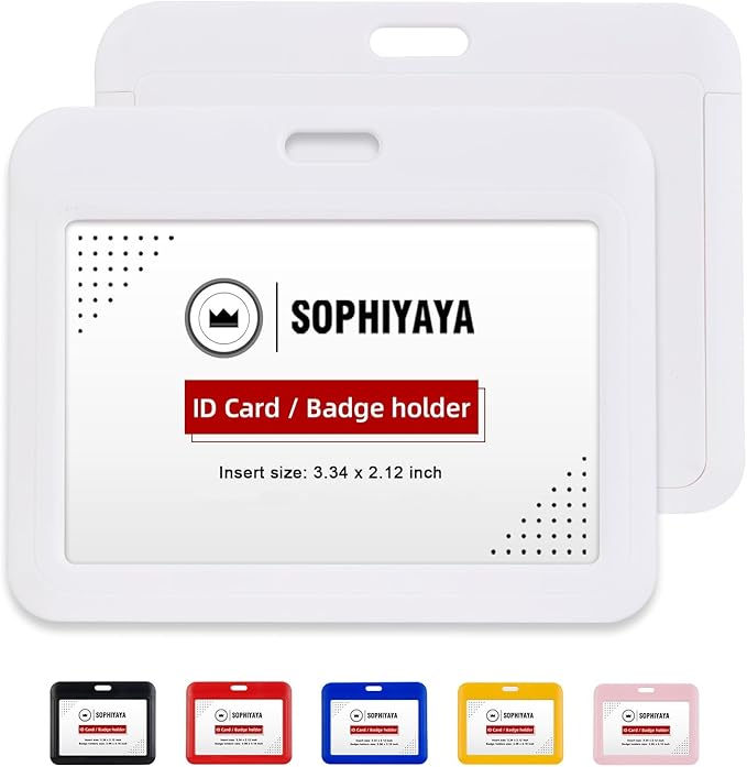 12 Pack Sliding Horizontal Badge Holder Hard Plastic Key Card Work Badge Sleeve by SOPHIYAYA