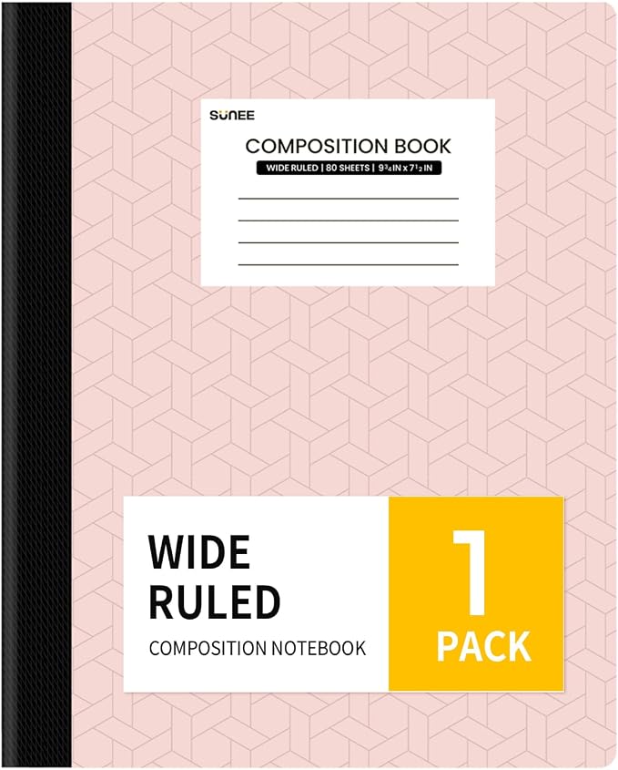SUNEE Composition Notebook, Wide Ruled Paper, Home School Supplies by SUNEE