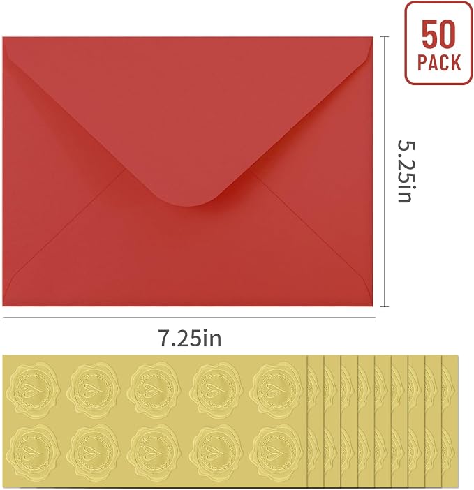 50 PCS Red Colorful A7 Envelopes - Image 2