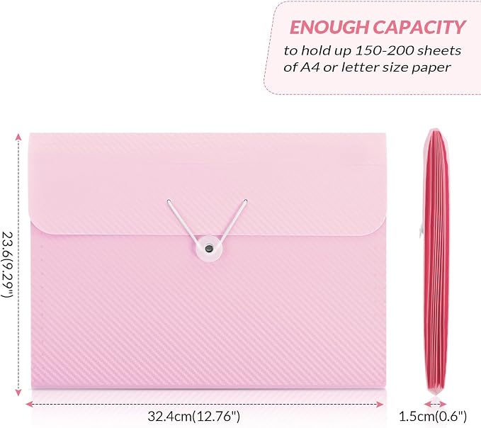 SKYDUE Pink School Office Supplies, Accordion File Organizer - Image 3