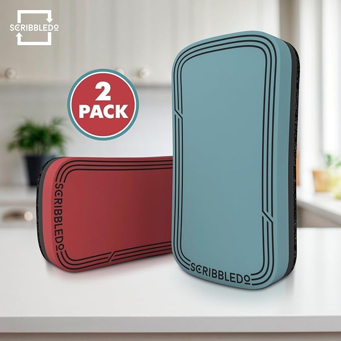 Scribbledo Boho Magnetic Dry Erase Eraser 2 Pack Streak-Free Whiteboard | - Image 2