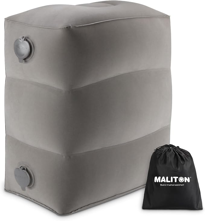 Inflatable Travel Foot Rest Pillow, Kids Airplane Bed, Adjustable Height Leg by Maliton