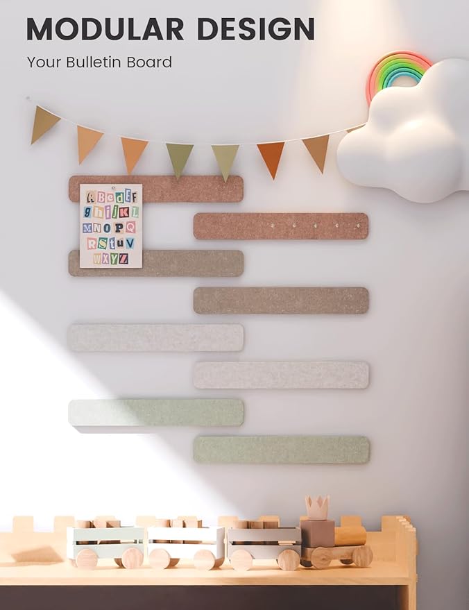 Fluxynara Cork Board Alternative Felt Strip Board 8-Pack 13"x2", Office Pin - Image 5