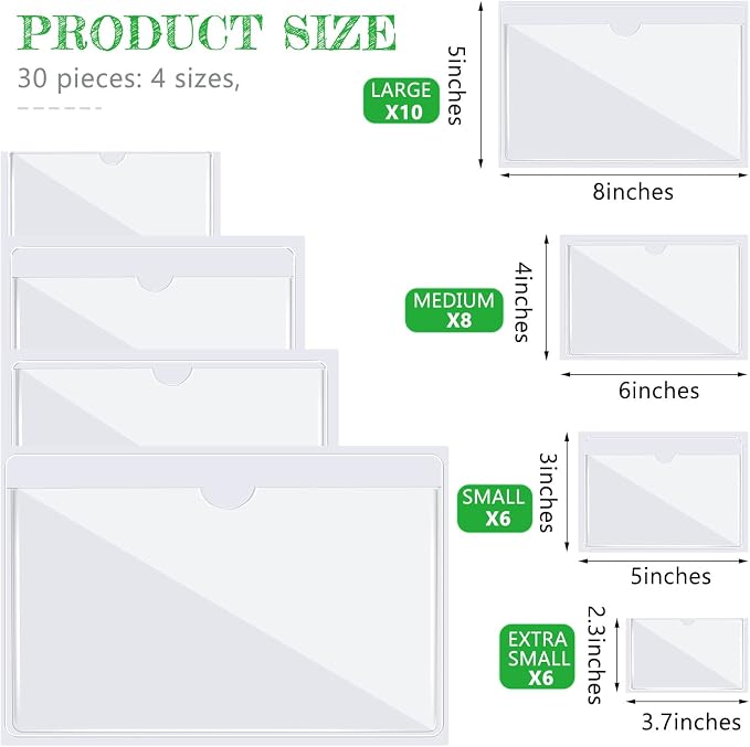 Chinco 30 Pcs Self Adhesive Pockets, Bin Labels - Image 2