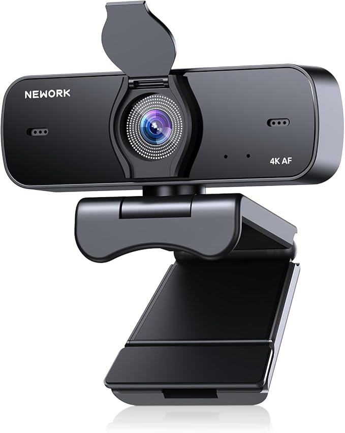 4K Webcam for PC with Sony Sensor, Auto Focus & Privacy Cover, Ultra HD 4K Streaming Camera, 2 Noise-Cancelling Mics, USB Plug & Play, 77° FOV, Web Camera for Zoom, Skype, Teams, Video Calling