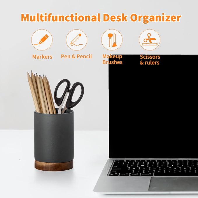 Ceramic Pen Holder for Desk, Pencil Organizer & Makeup Brush Holder, Office - Image 4