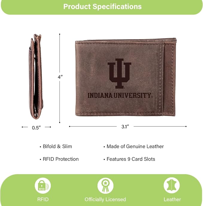 Team Sports America NCAA Indiana University Front Pocket Slim Wallet - Image 4