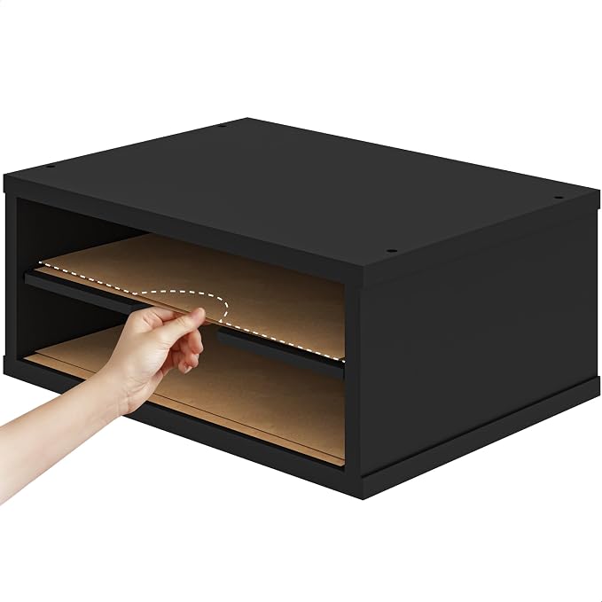 Ballucci File Organizer, 2-Tier Document Paper Sorter, Stackable Wood Desk - Image 4