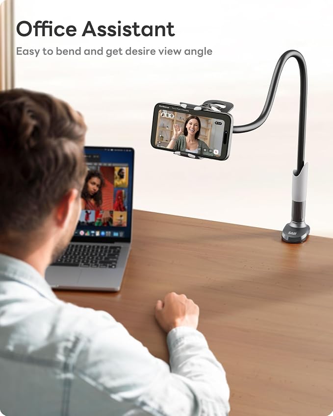 SAIJI Gooseneck Bed Phone Holder, Flexible Long Arm Phone Mount - Image 4