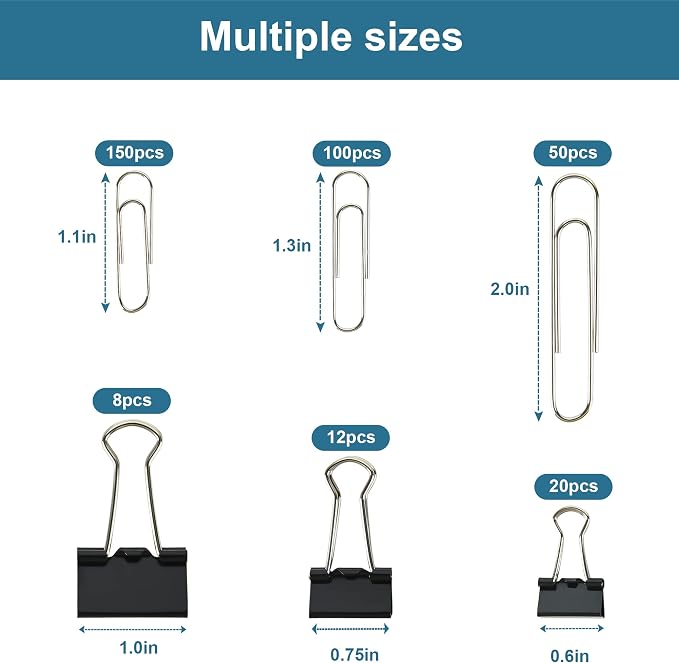 Assorted Size Binder Clips & Jumbo Paper Clips Set - Image 2