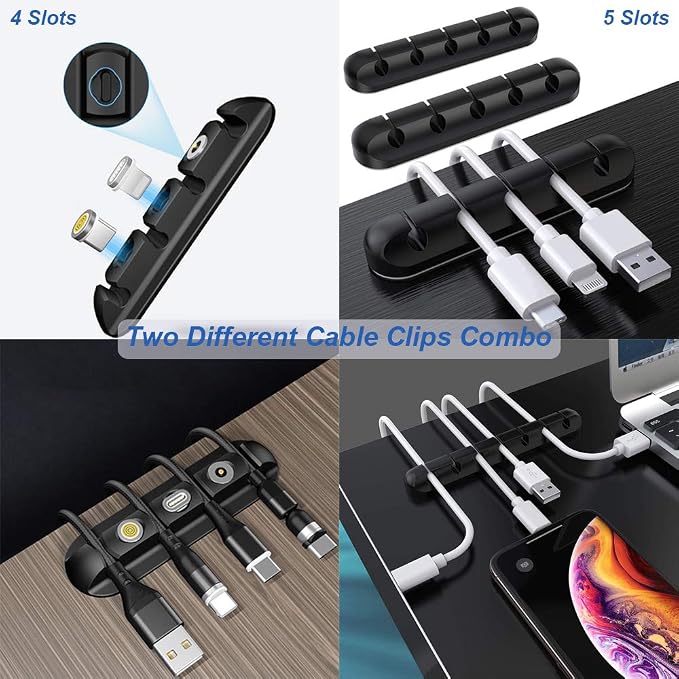 OCYCLONE Cell Phone Stand + 2 PCS Cable Organizer, Angle Height Adjustable - Image 3